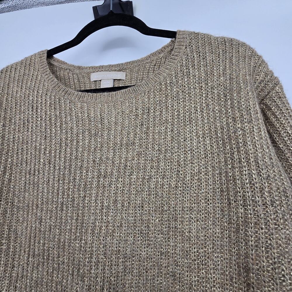 Banana Republic Gold Metallic Alpaca Wool Sweater Womens MED Holiday Minimalist - Picture 3 of 10